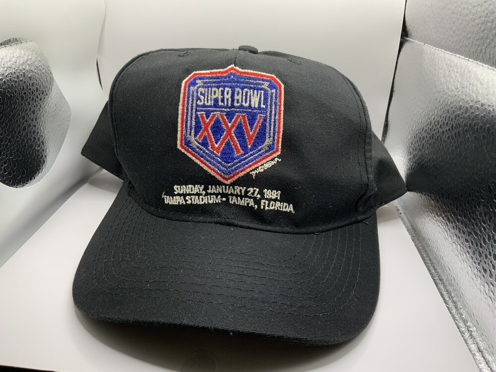 Vintage 1991 Super Bowl XXV NY Giants Silver Anniversary black Snapback Hat